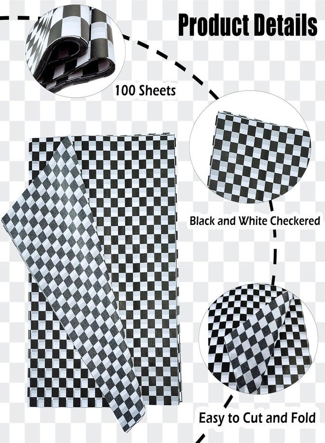 MUNILAIL 100 Sheets Checkered Tissue Paper 14 x 20 Inches Black and White Tissue Paper for Gift Bags Bulk Race Car Wrapping Papers Gift Papers Tissue for Birthday Gift Packing Crafts - Image 2